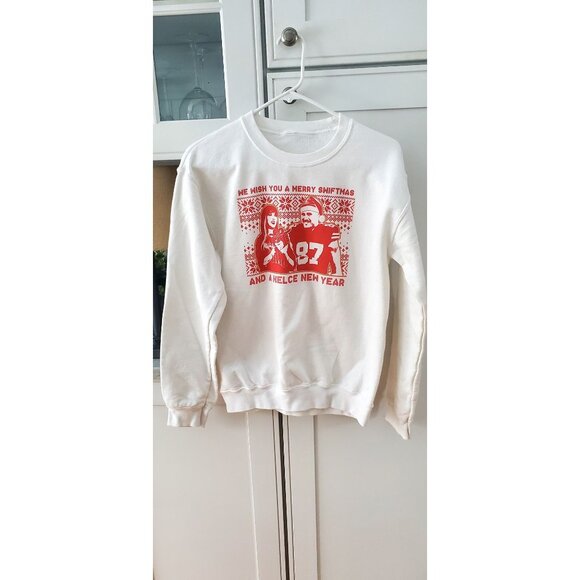 Sweaters - Merry Swiftmas & Kelce New Year White Sweatshirt Size XS